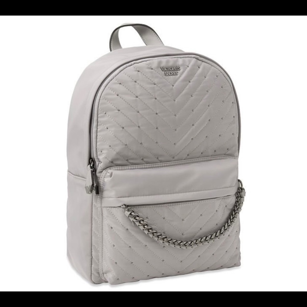 Victoria's Secret Studded V Quilt City Backpack Gray
